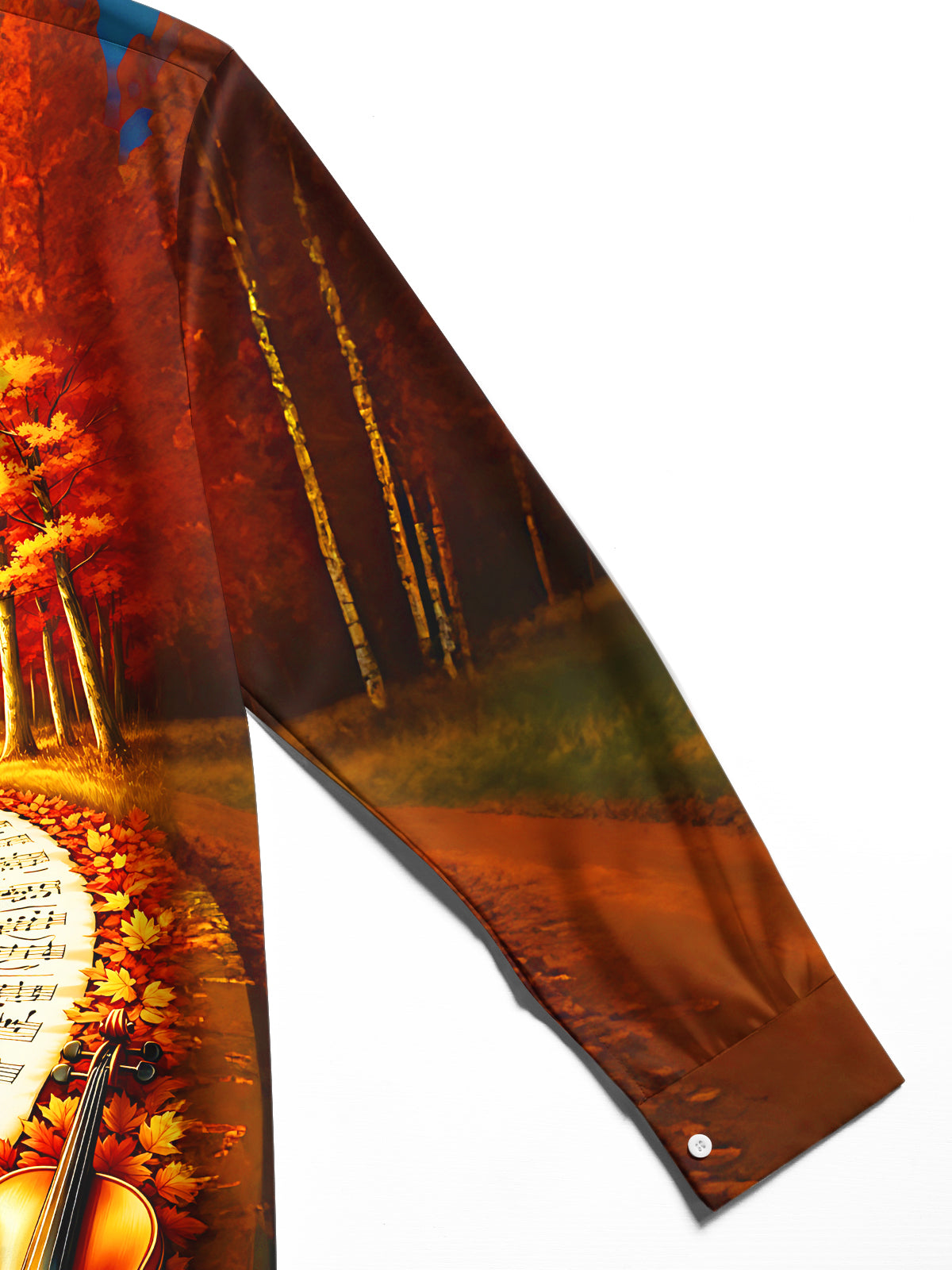 Oceanlyte Men's Hawaiian Violin Print Autumn Print Long Sleeve Shirt with Chest Pocket