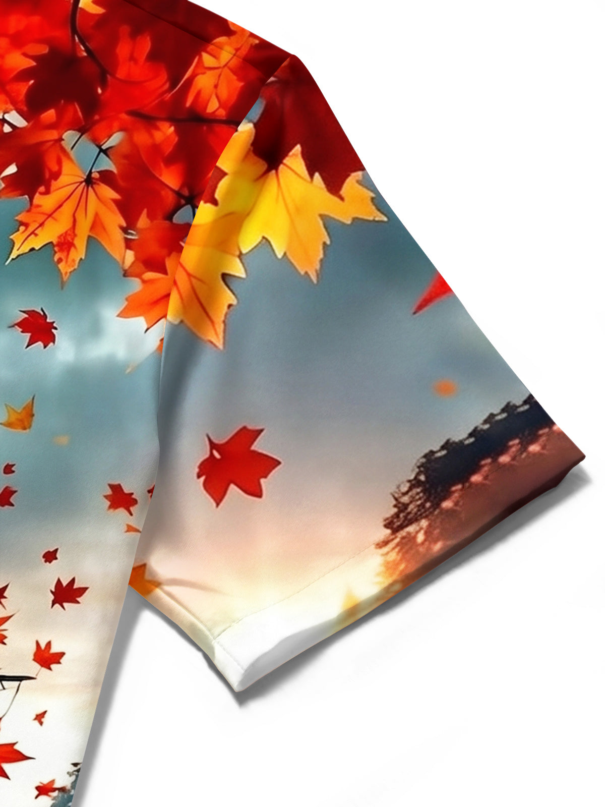Oceanlyte Men's Hawaiian Autumn Maple Leaves Print Short Sleeve Shirt with Chest Pocket