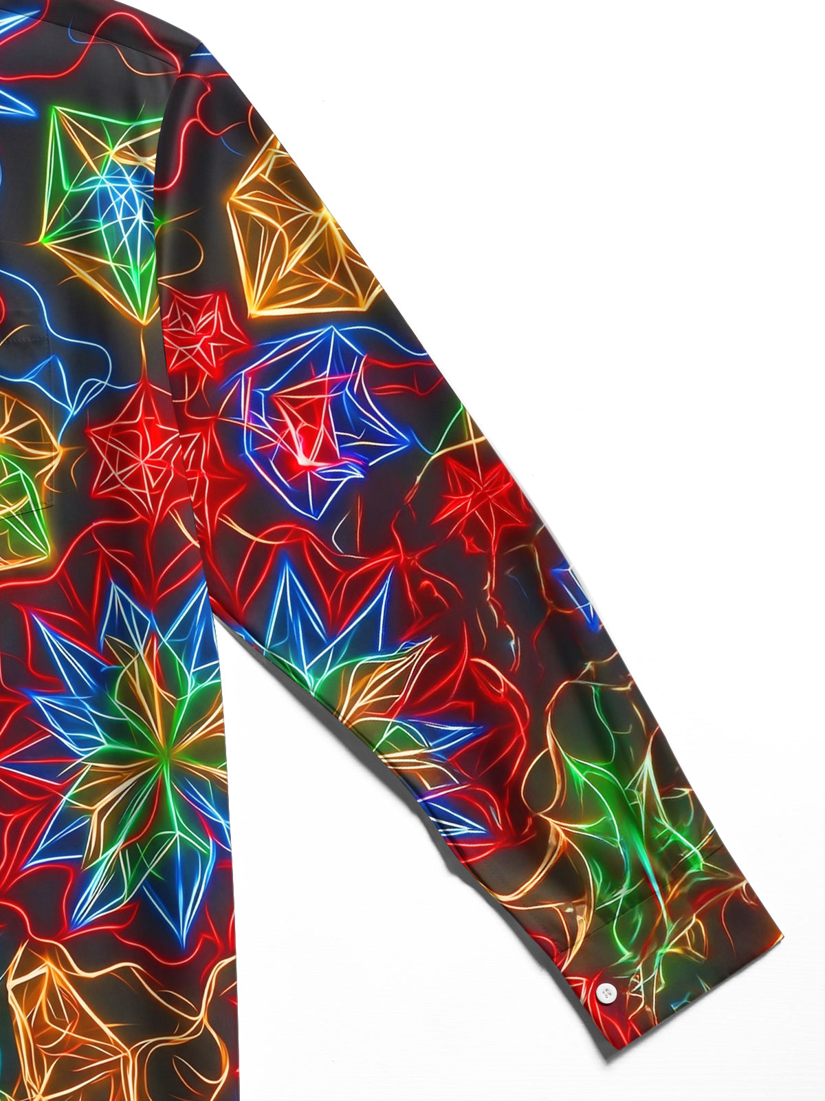 Oceanlyte Men's Patterned Neon Geometric Snowflakes Print Long Sleeve Shirt with Chest Pocket