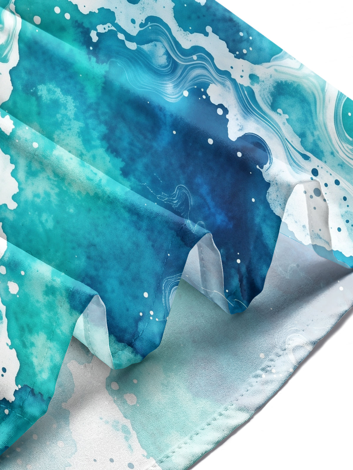 Oceanlyte Blue Green Ink Wash Fluid Texture Men's Pocket Long Sleeve Shirts