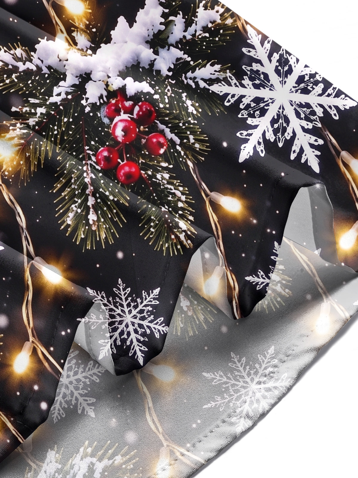 Oceanlyte Men's Long Sleeve Shirt - Christmas Snowflakes Pine Cones And Fairy Lights Print with Chest Pocket