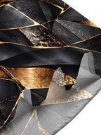 Oceanlyte Men's Short Sleeve Shirt - Abstract Geometric Swirl With Gold And Black Textures Print with Chest Pocket