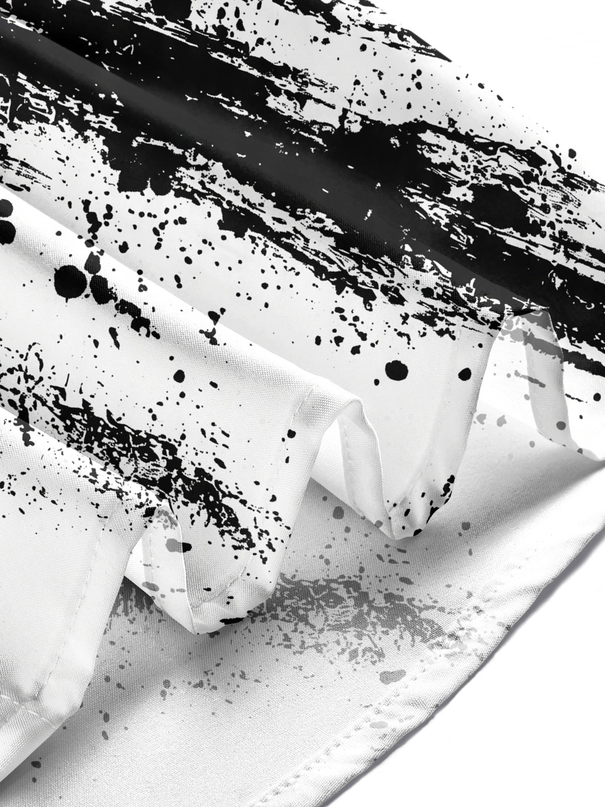 Oceanlyte Men's Abstract Black And White Ink Splatter Print Long Sleeve Shirt with Chest Pocket