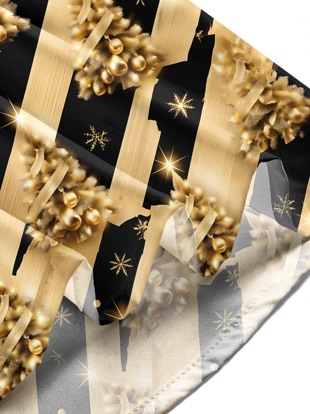 Oceanlyte Men's Long Sleeve Shirt - Gold Christmas Trees With Ornaments And Snowflakes Print with Chest Pocket