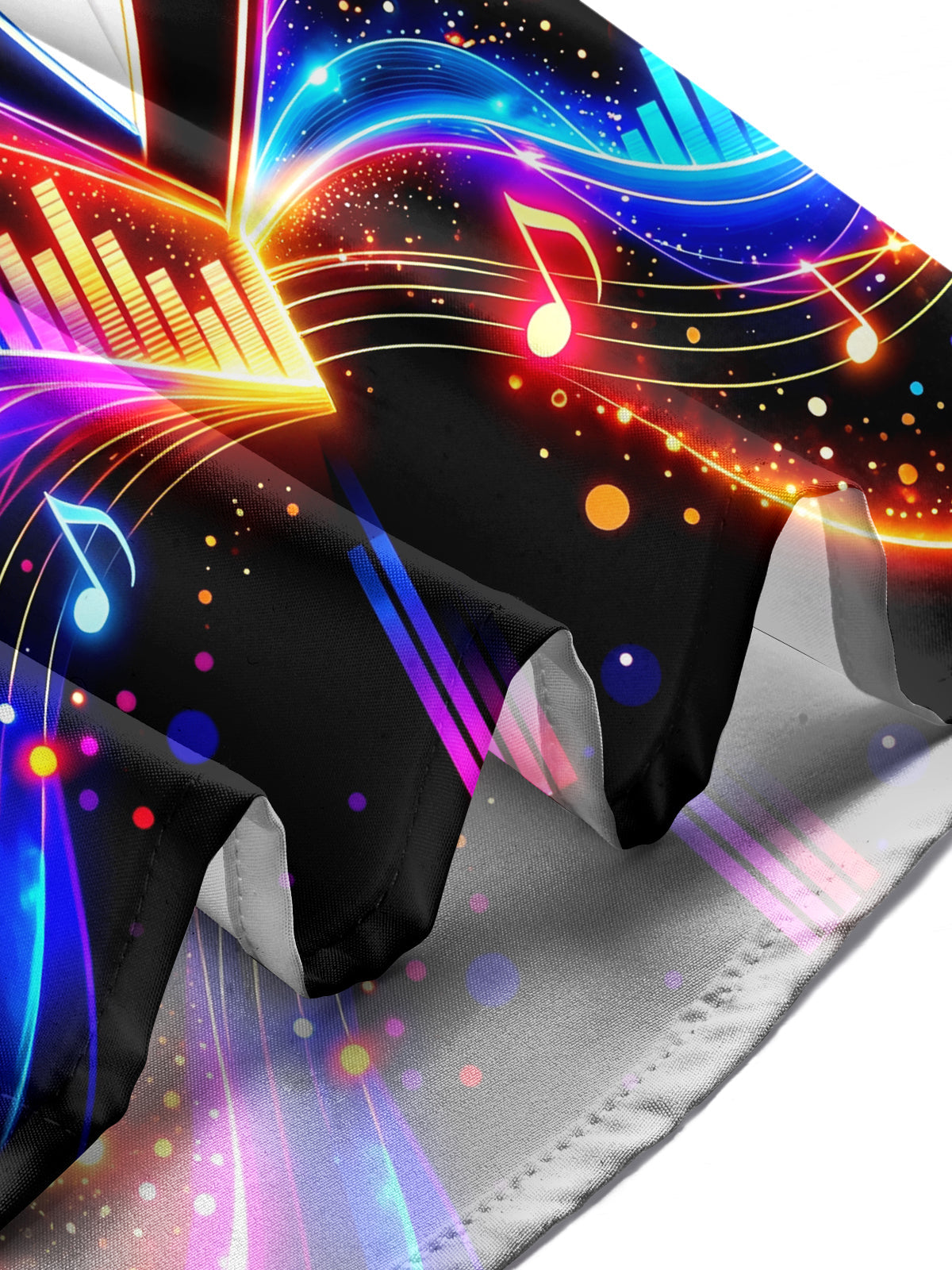 Oceanlyte Men's Neon Musical Notes And Audio Visualizer Print Long Sleeve Shirt with Chest Pocket