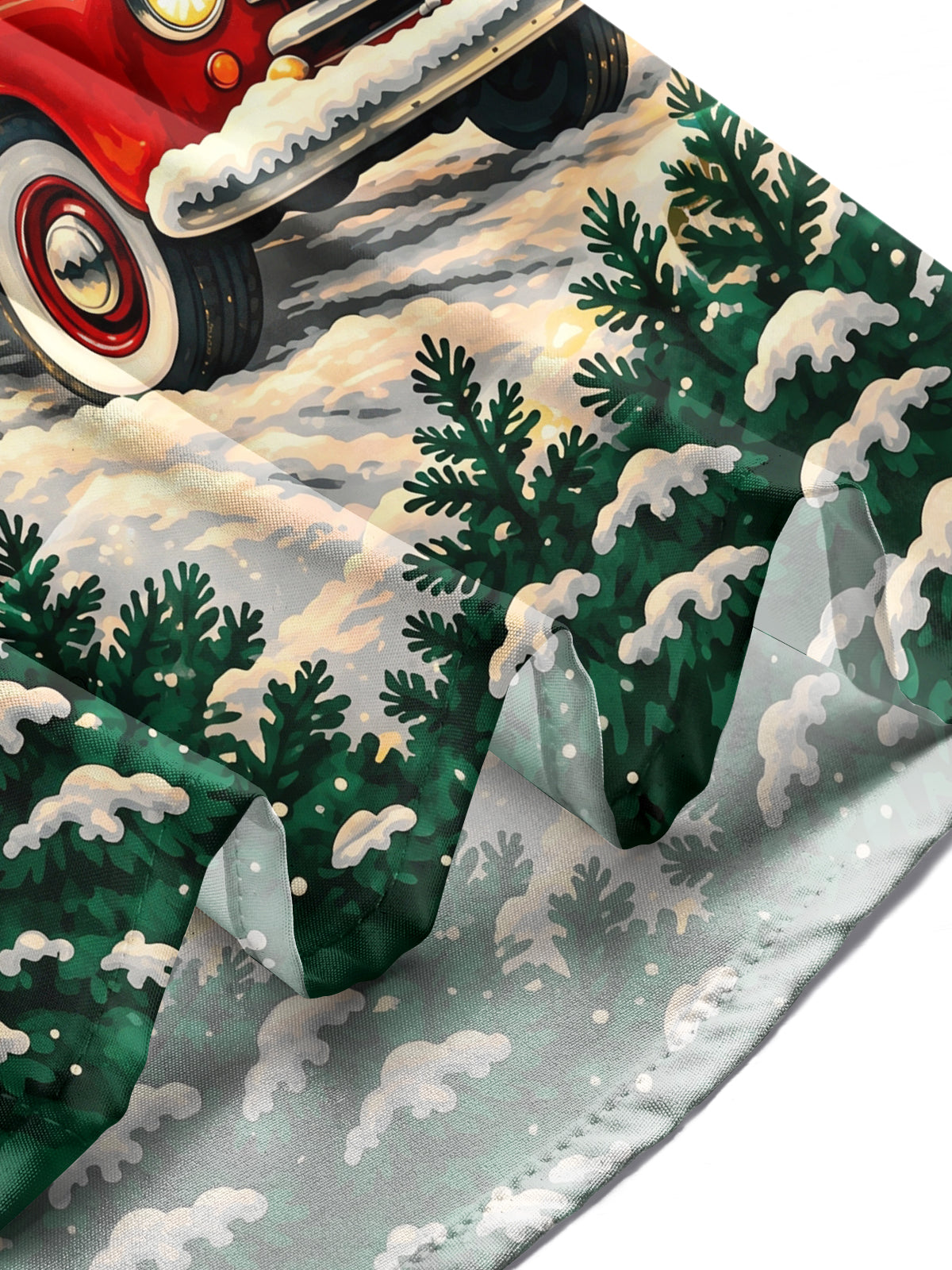 Oceanlyte Men's Long Sleeve Shirt - Vintage Red Truck With Christmas Tree And Gifts Print with Chest Pocket