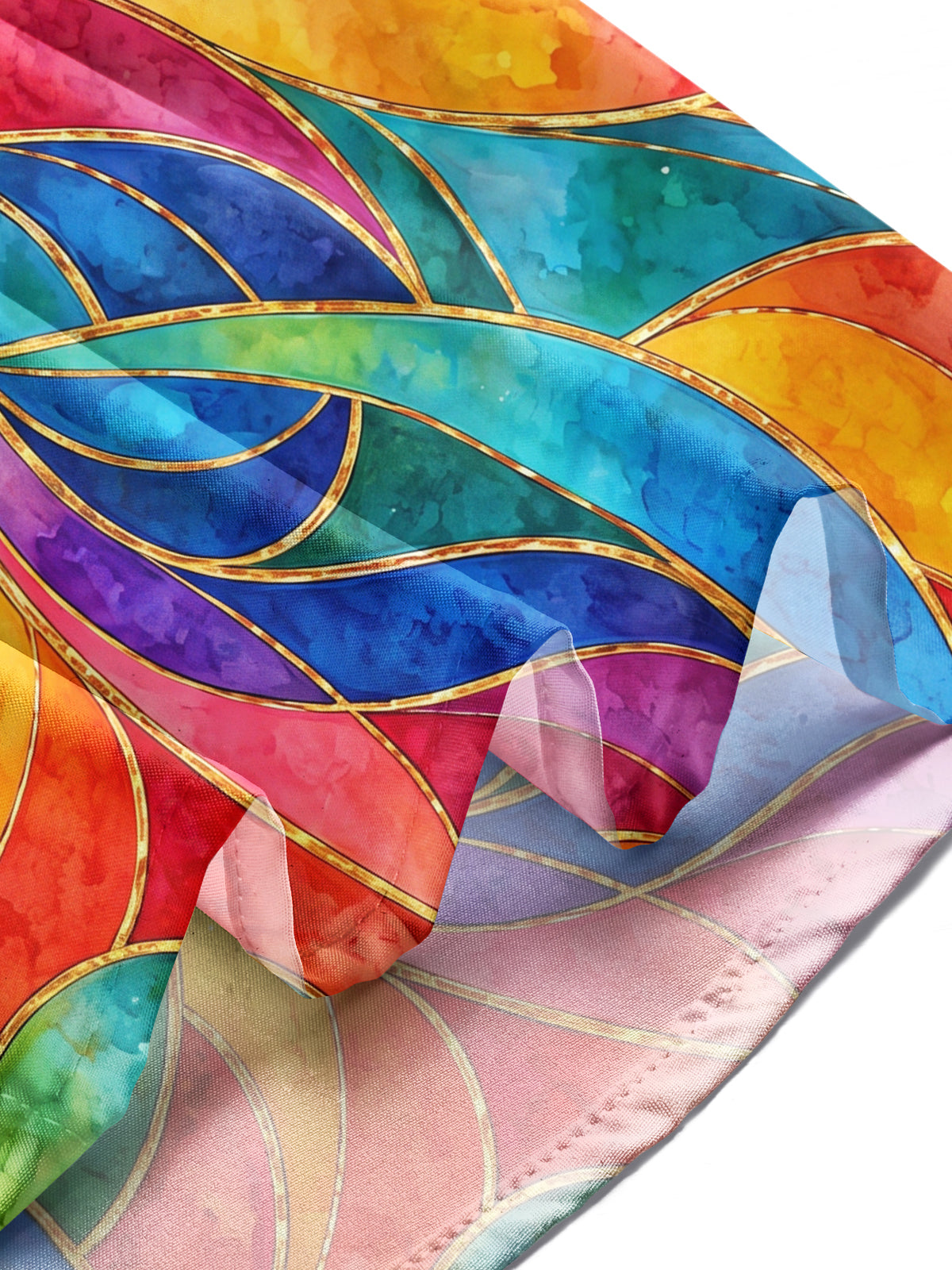 Oceanlyte Men's Long Sleeve Shirt - Abstract Swirling Rainbow Patterns With Gold Lines Print with Chest Pocket