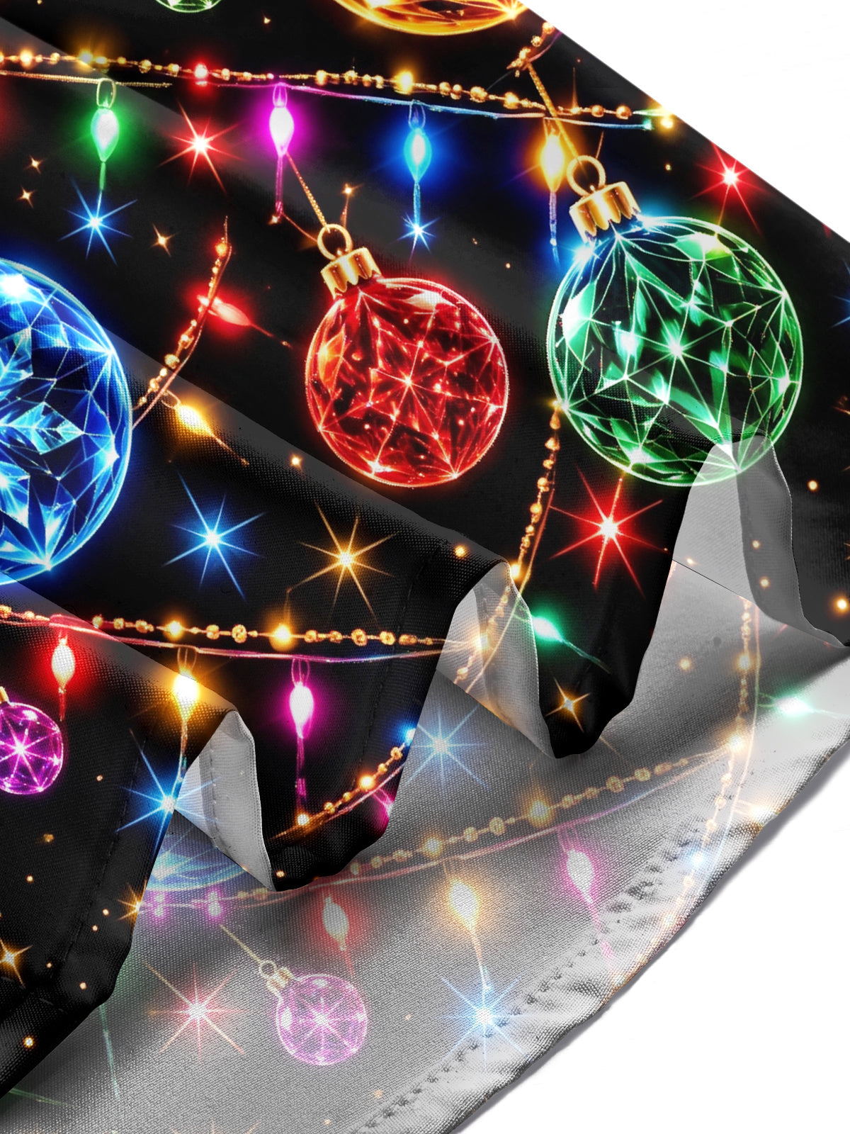 Oceanlyte Men's Graphic Christmas Ornaments And Lights Print Long Sleeve Shirt with Chest Pocket