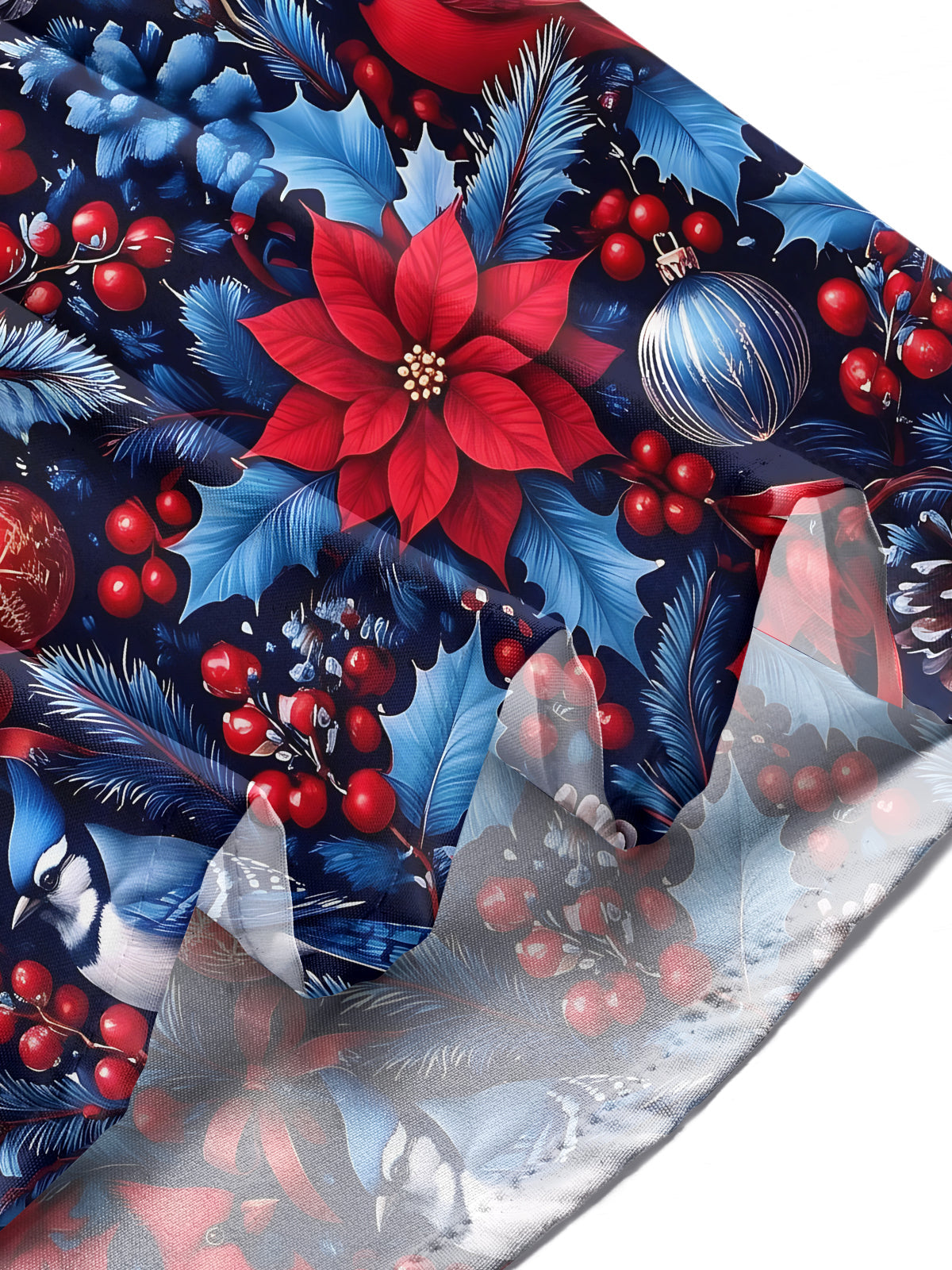 Oceanlyte Men's Printed Christmas Birds And Ornaments Print Long Sleeve Shirt with Chest Pocket