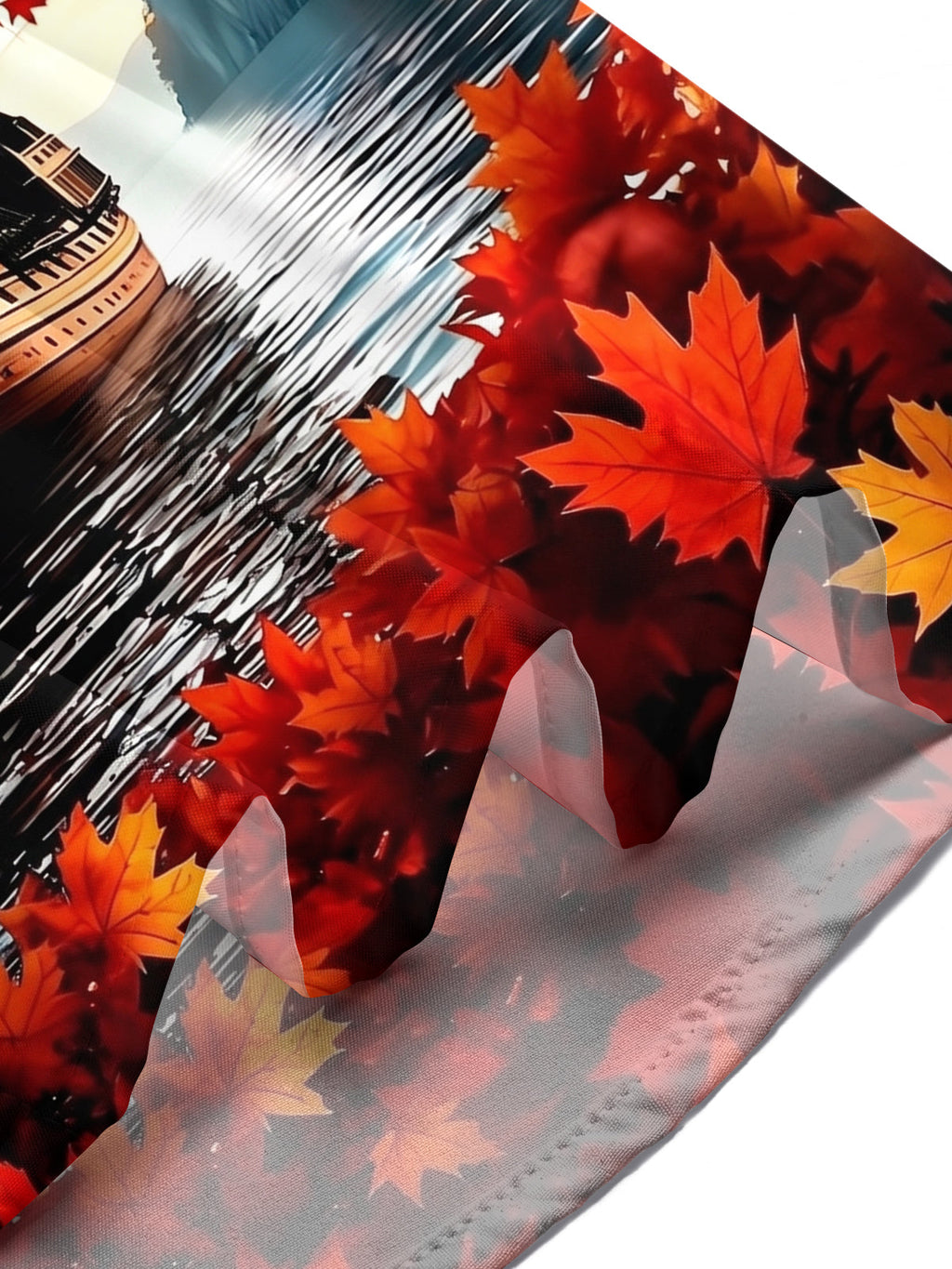 Oceanlyte Men's Hawaiian Autumn Maple Leaves Print Short Sleeve Shirt with Chest Pocket