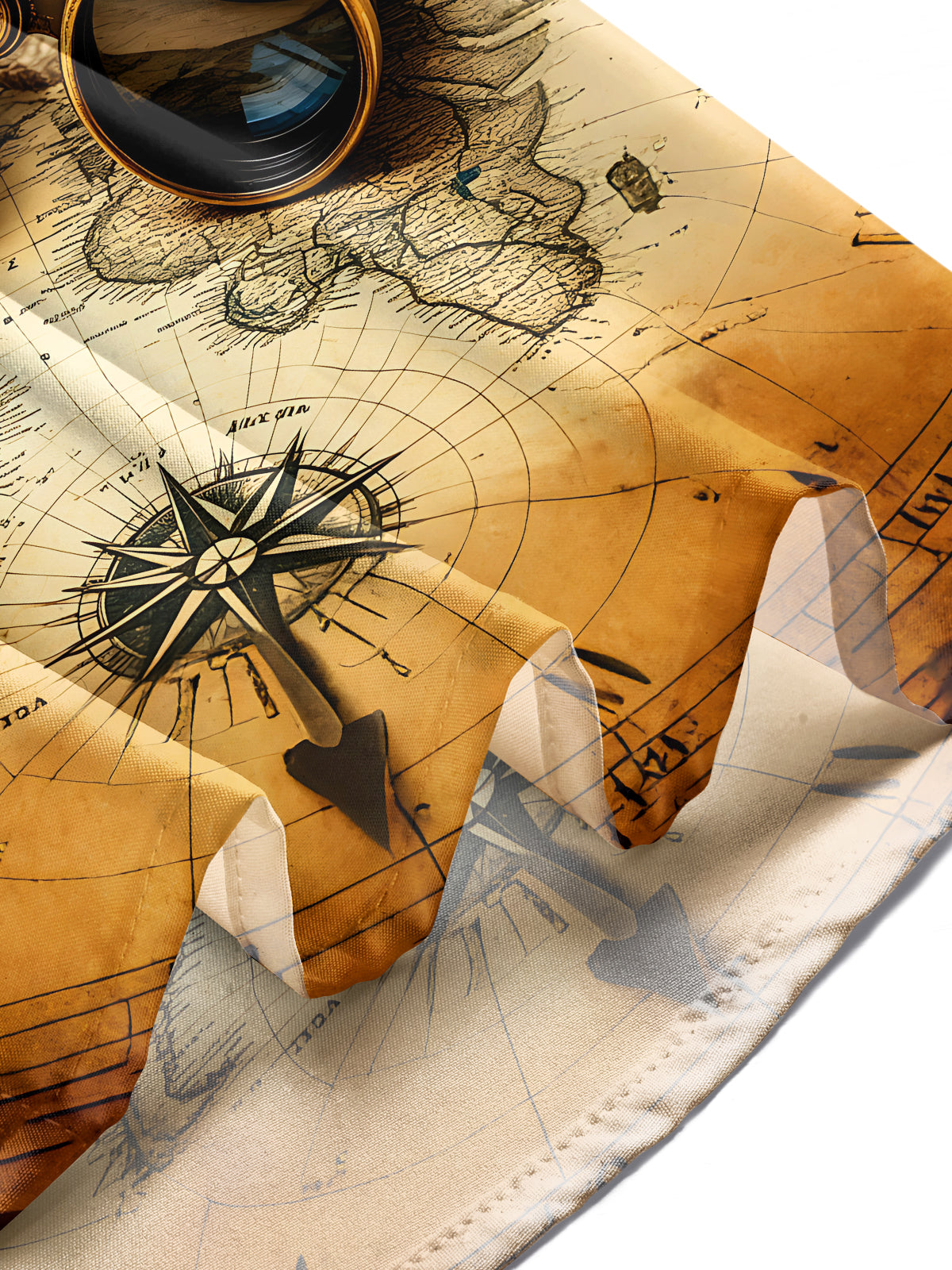 Oceanlyte Men's Vintage Style Vintage Map Print Long Sleeve Shirt with Chest Pocket