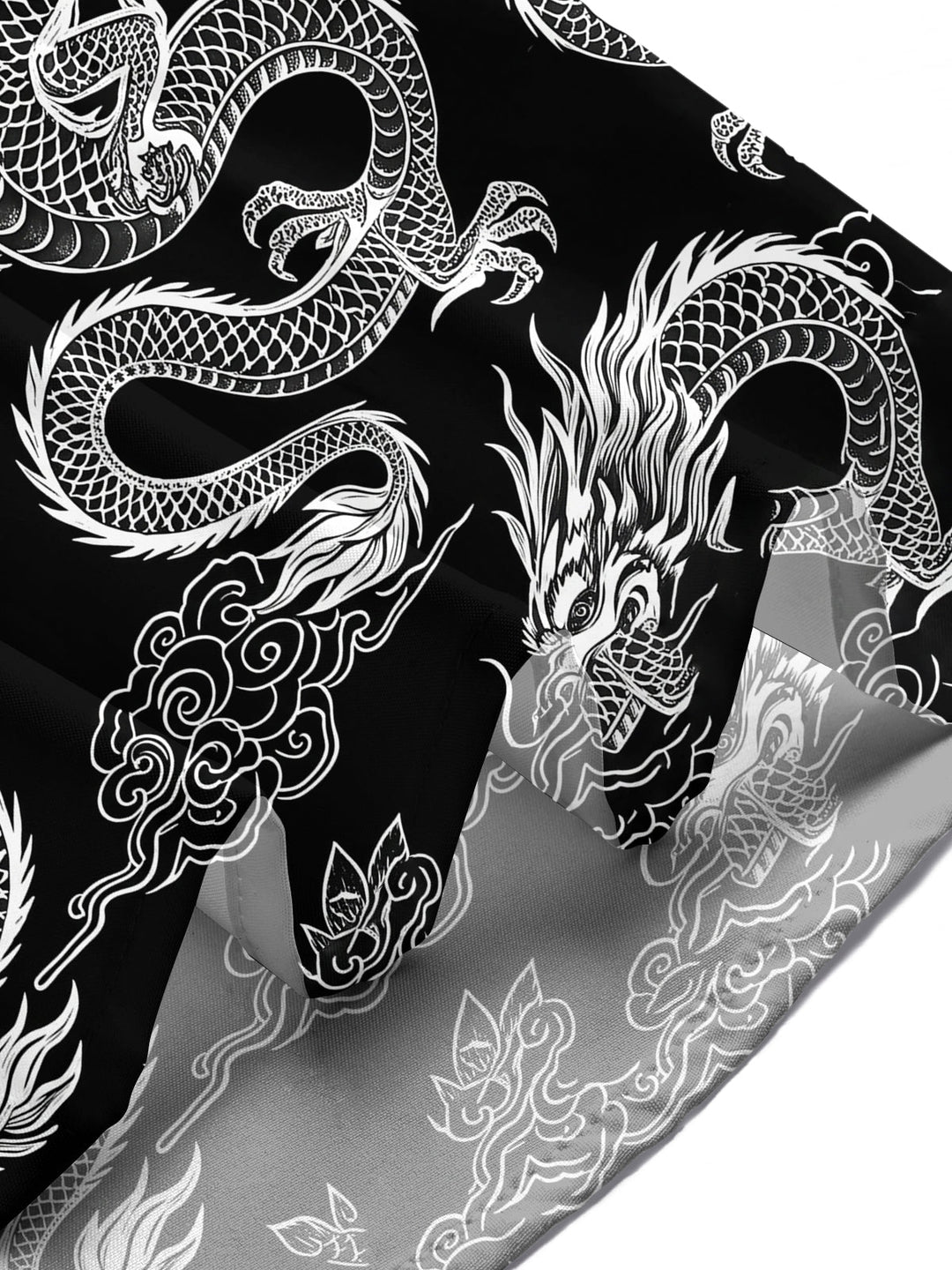 Oceanlyte Men's Hawaiian Chinese Dragon Print Short Sleeve Shirt with Chest Pocket