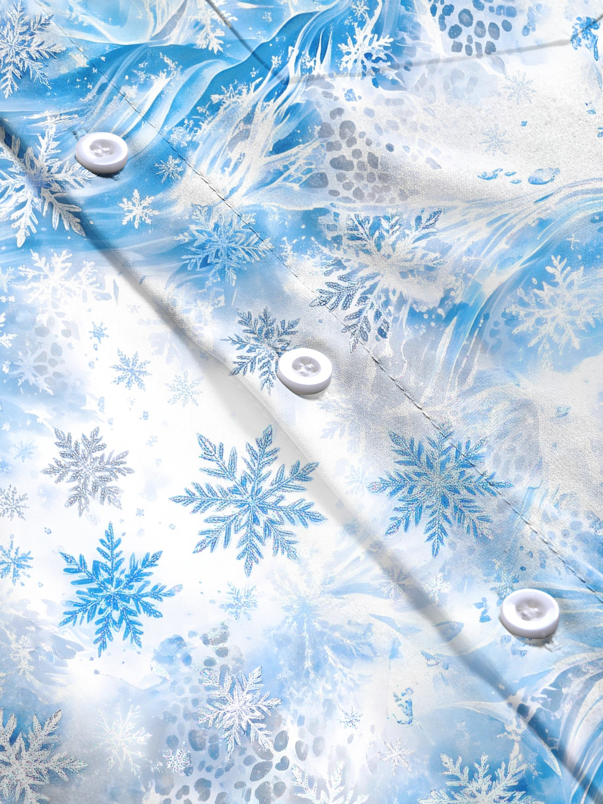 Oceanlyte Men's Printed Snowflakes And Ice Waves Print Long Sleeve Shirt with Chest Pocket