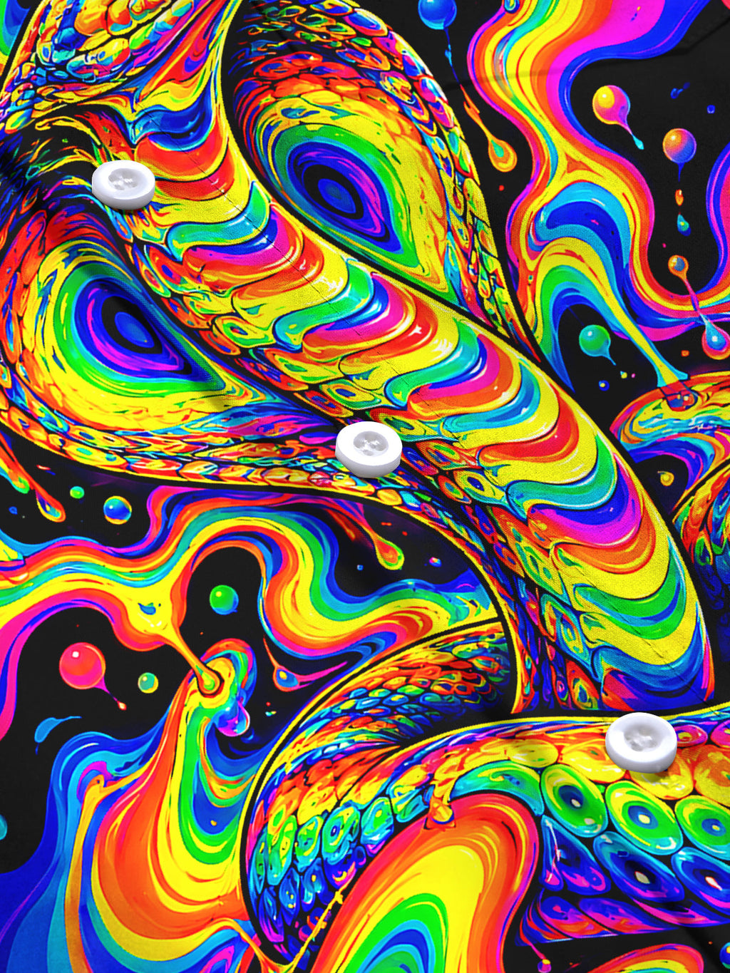 Oceanlyte Men's Printed Colorful Psychedelic Cobra Print Long Sleeve Shirt with Chest Pocket