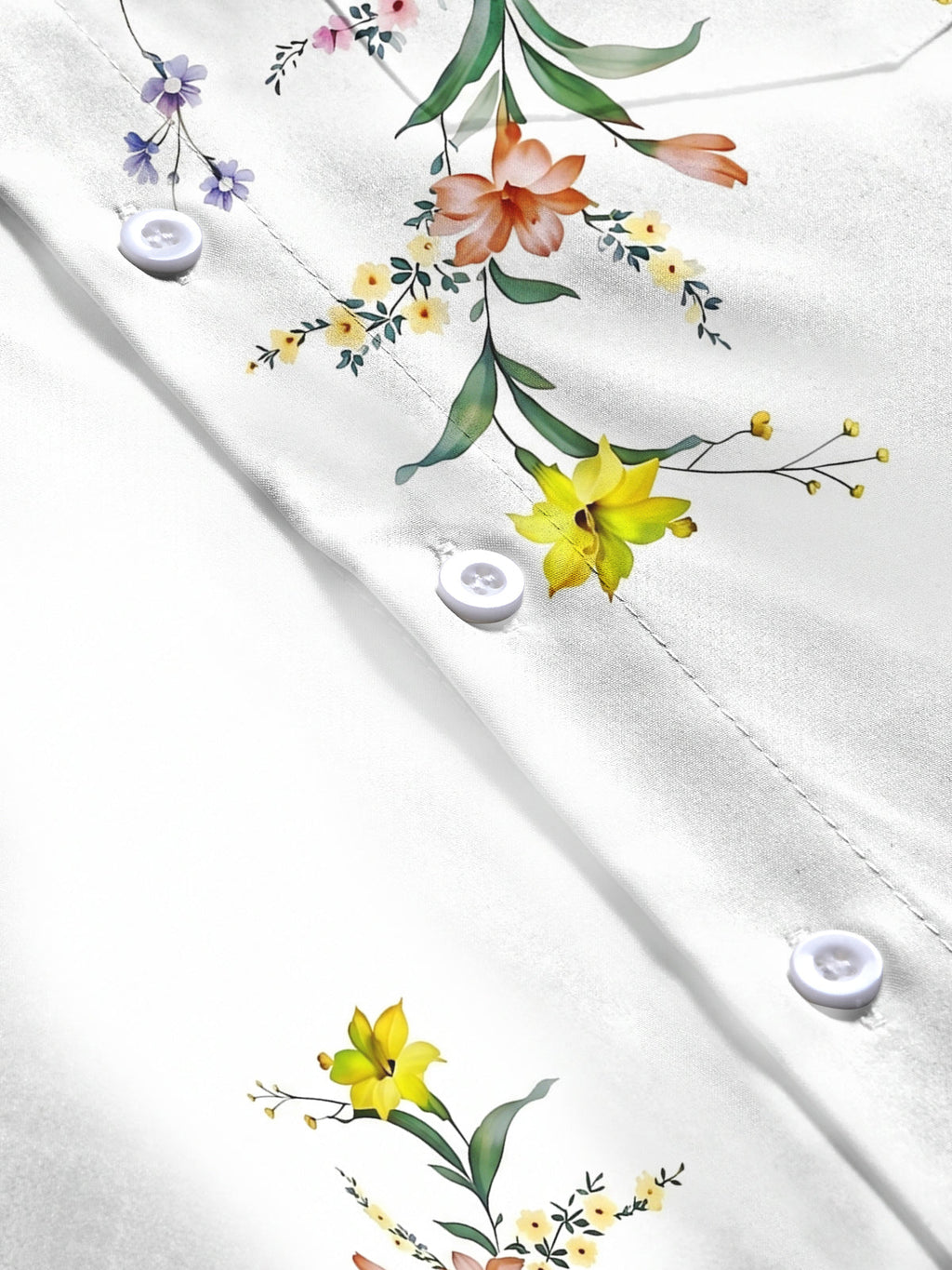 Oceanlyte Men's Floral Colorful Floral Branches Print Long Sleeve Shirt with Chest Pocket