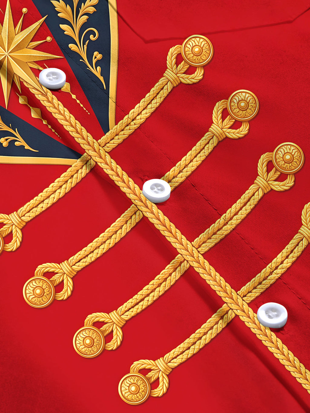 Oceanlyte Men's Long Sleeve Shirt - Christmas Pine Branches And Berries With Gold Scrollwork Print with Chest Pocket