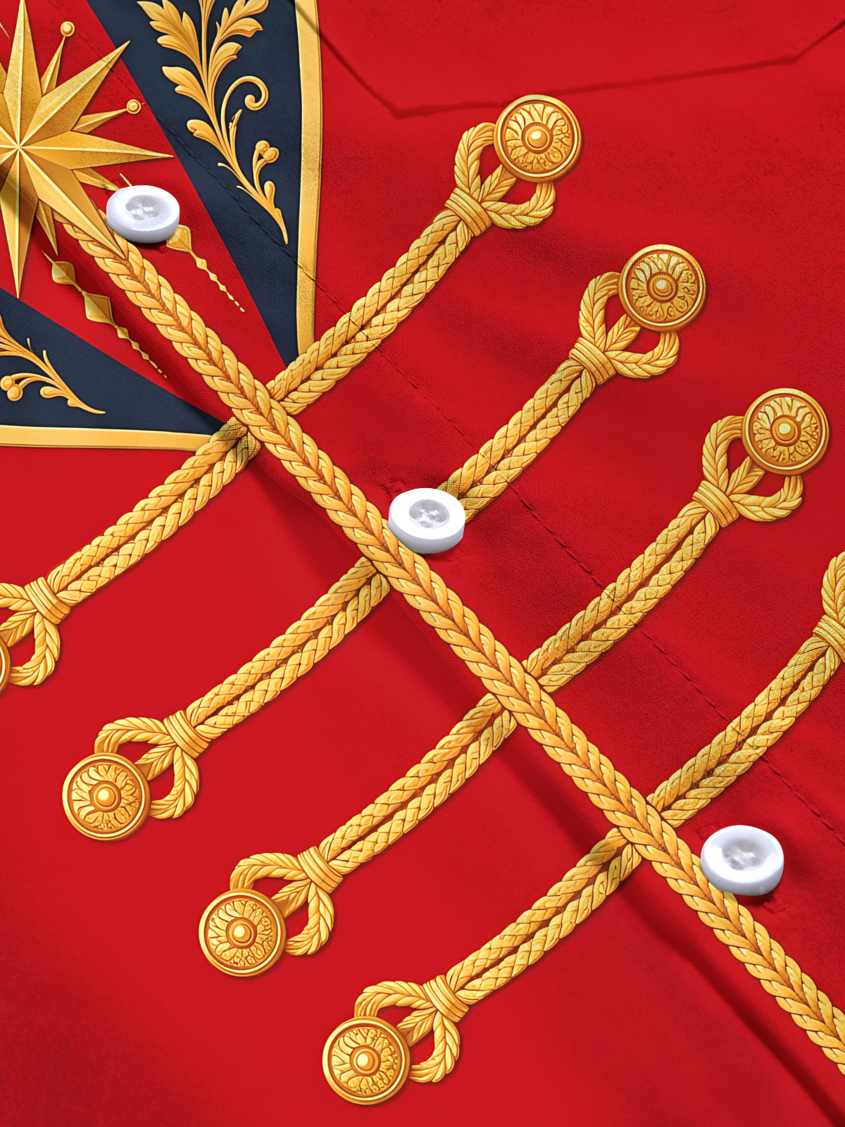 Oceanlyte Men's Long Sleeve Shirt - Christmas Pine Branches And Berries With Gold Scrollwork Print with Chest Pocket