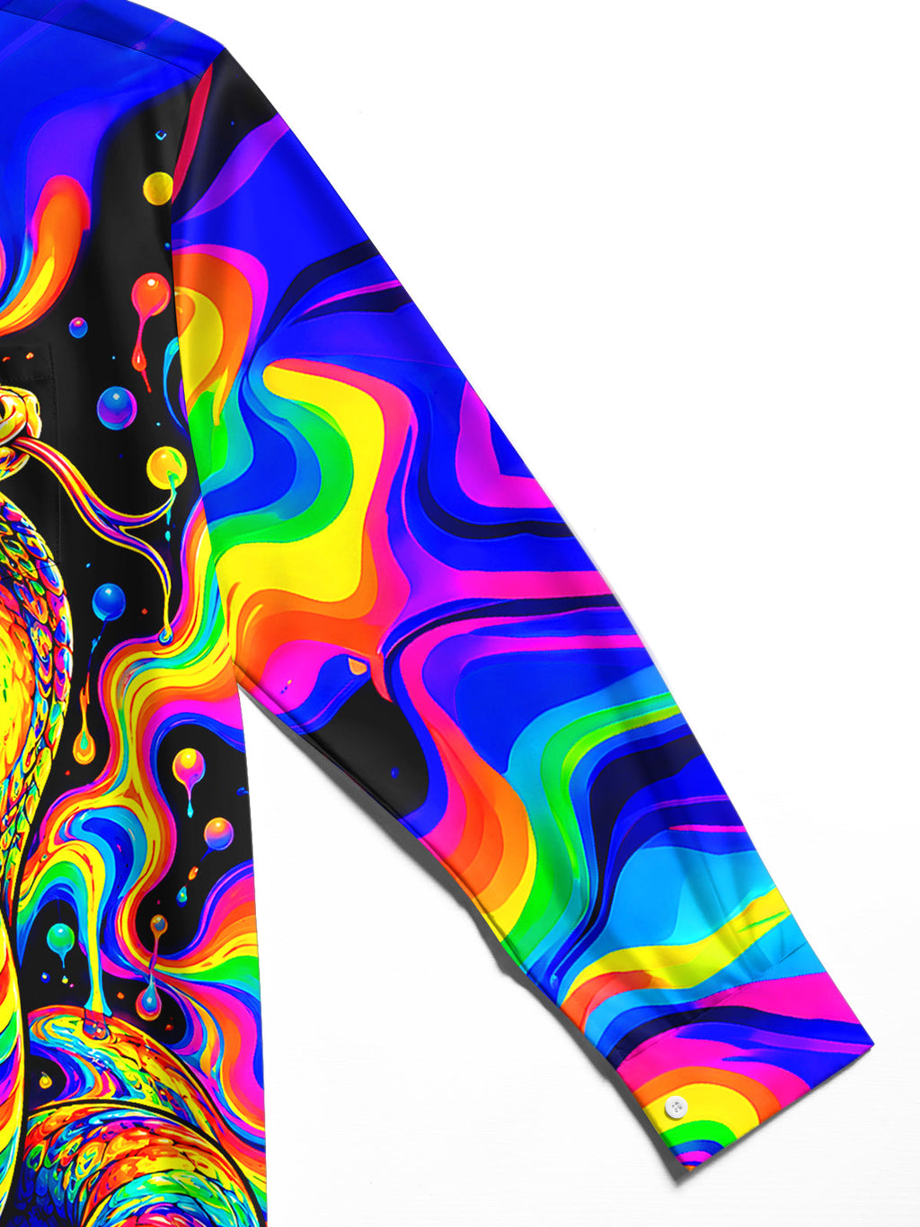 Oceanlyte Men's Printed Colorful Psychedelic Cobra Print Long Sleeve Shirt with Chest Pocket