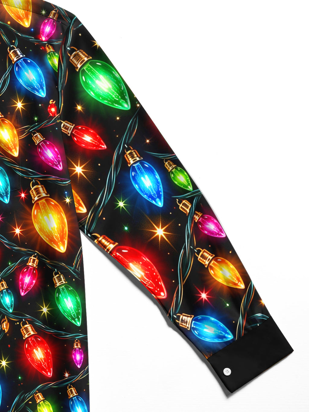 Oceanlyte Men's Printed Christmas Lights Print Long Sleeve Shirt with Chest Pocket