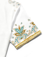 Oceanlyte Men's Vintage Style Paisley Floral Print Short Sleeve Shirt with Chest Pocket