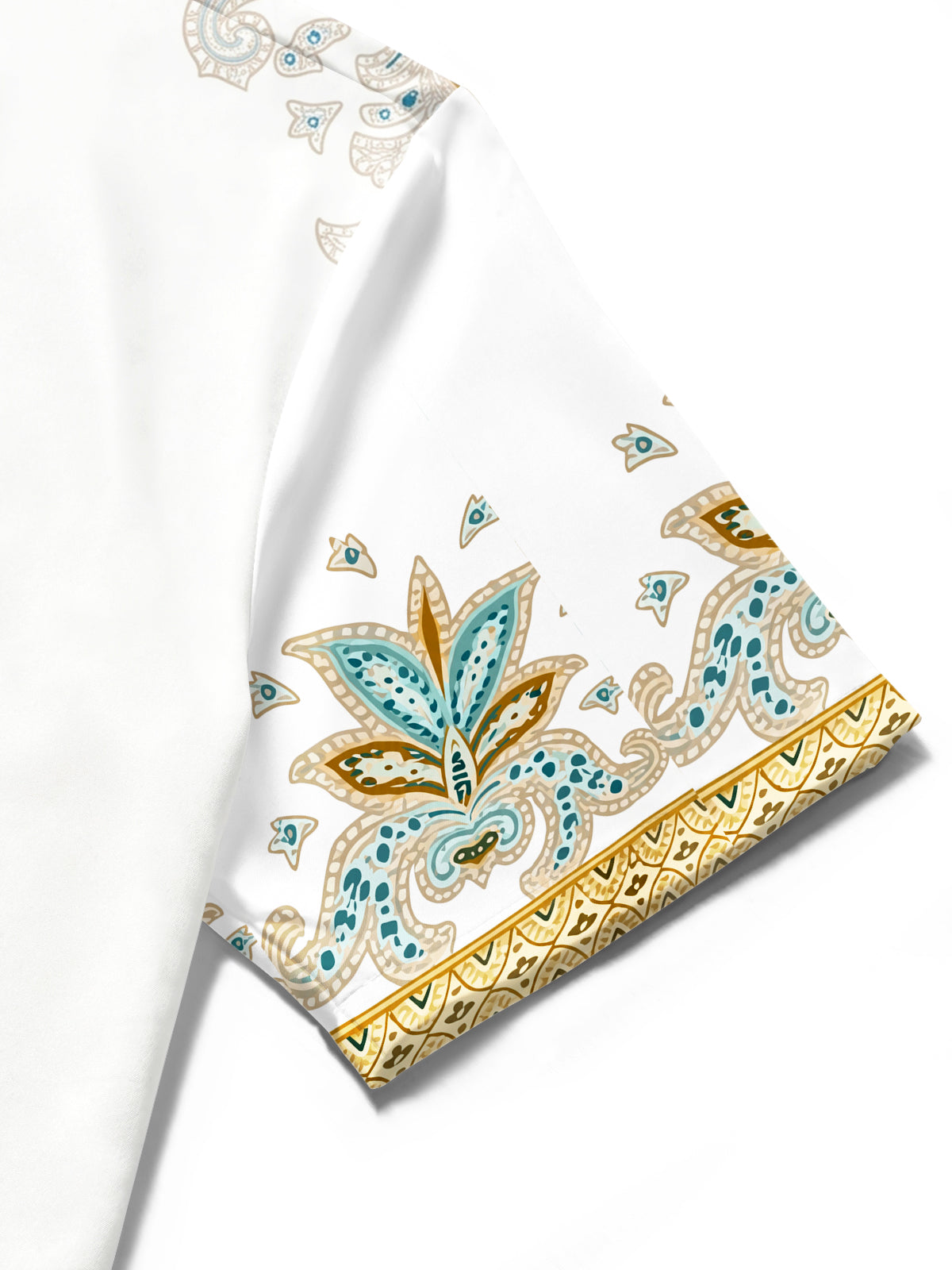 Oceanlyte Men's Vintage Style Paisley Floral Print Short Sleeve Shirt with Chest Pocket