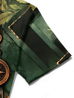 Oceanlyte Men's Printed Jungle Leaves And Explorer Gear Print Short Sleeve Shirt with Chest Pocket