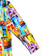 Oceanlyte Men's Tie Dye Colorful Paint Drip Print Long Sleeve Shirt with Chest Pocket