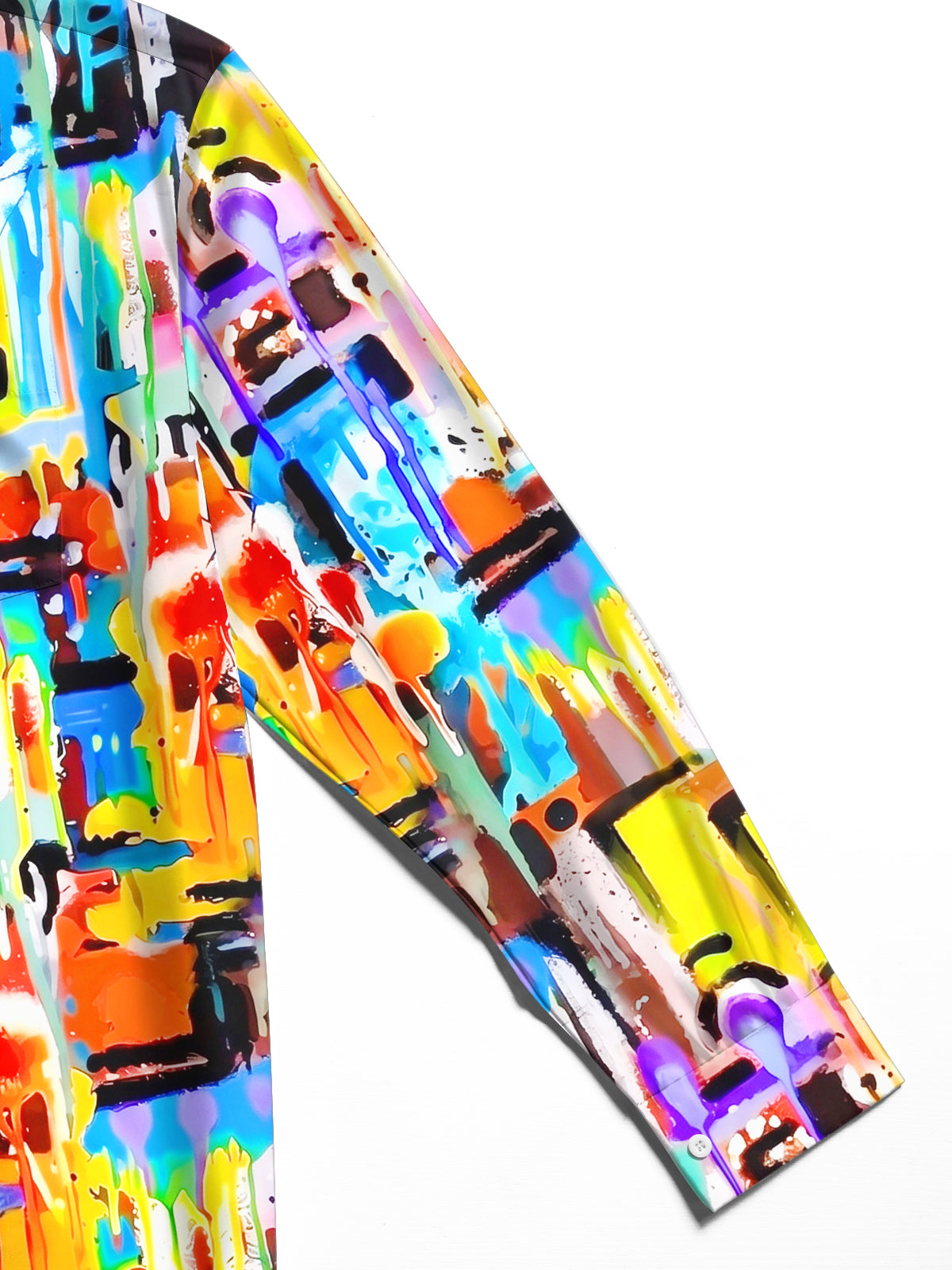 Oceanlyte Men's Tie Dye Colorful Paint Drip Print Long Sleeve Shirt with Chest Pocket