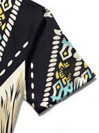 Oceanlyte Men's Patterned Geometric Pattern Fringe Print Short Sleeve Shirt with Chest Pocket