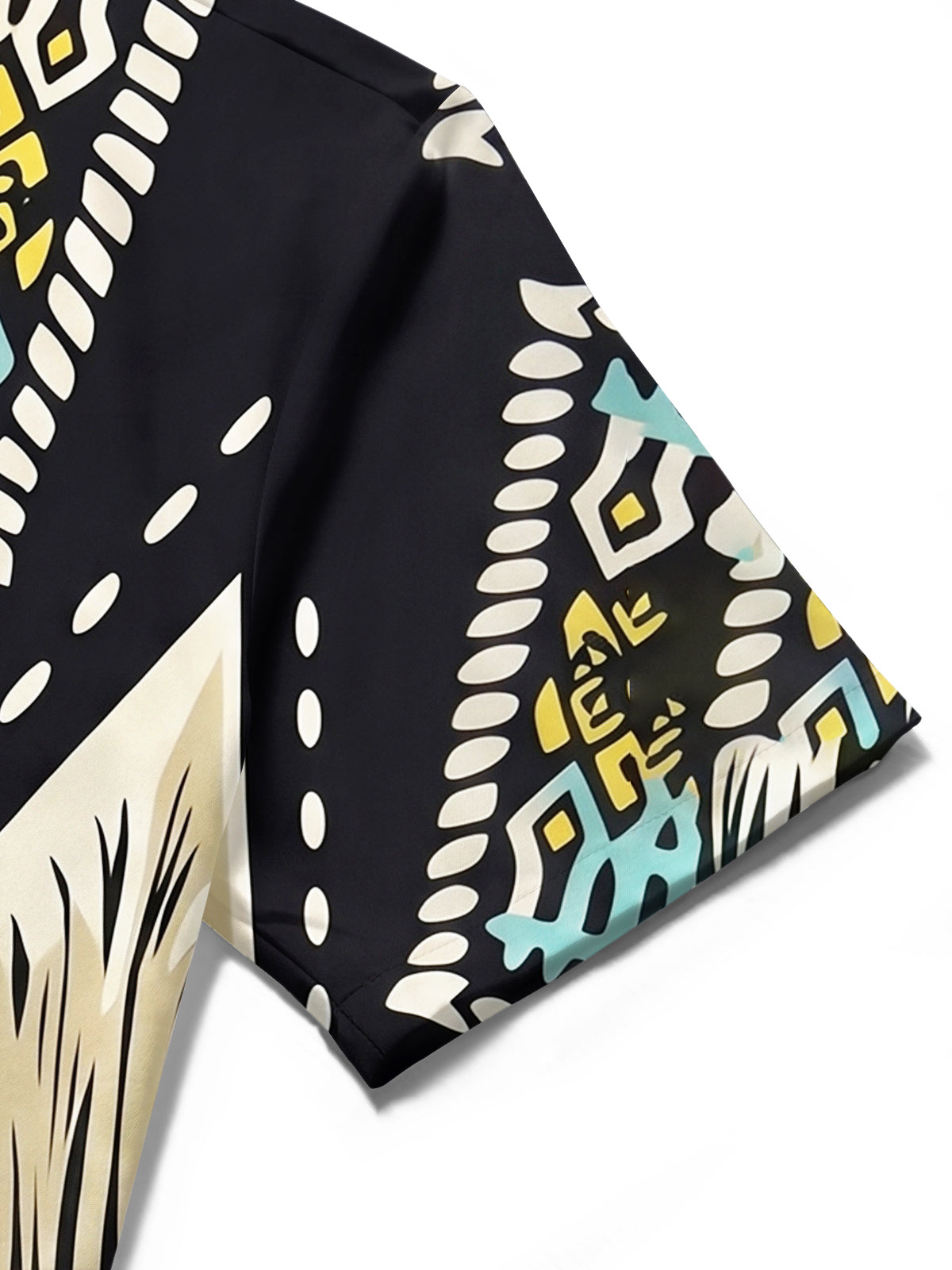 Oceanlyte Men's Patterned Geometric Pattern Fringe Print Short Sleeve Shirt with Chest Pocket