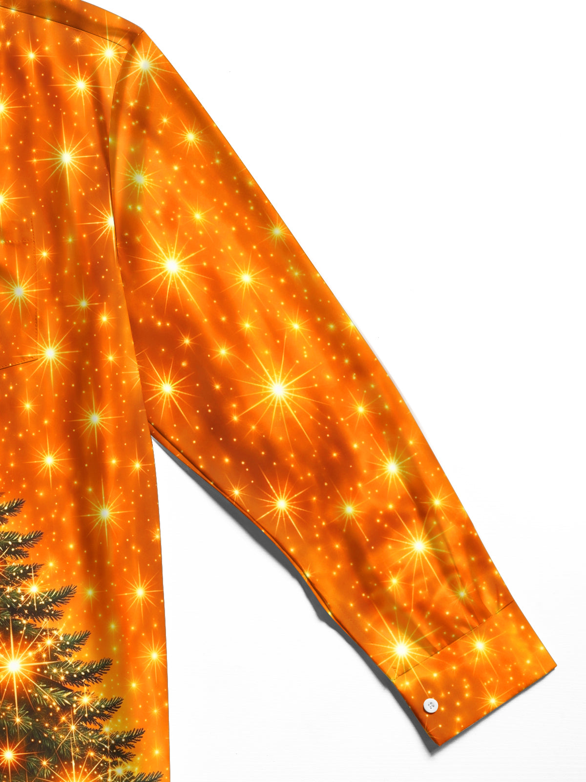 Oceanlyte Men's Christmas Tree With Sparkling Lights Print Long Sleeve Shirt with Chest Pocket