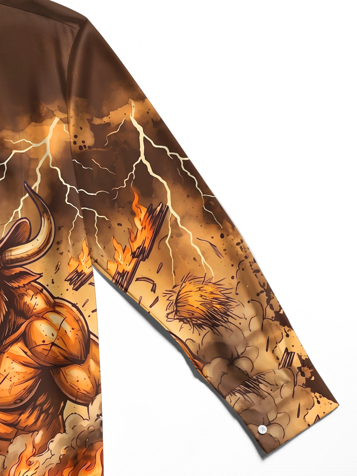 Oceanlyte Men's Graphic Western Bull Warrior Print Long Sleeve Shirt with Chest Pocket