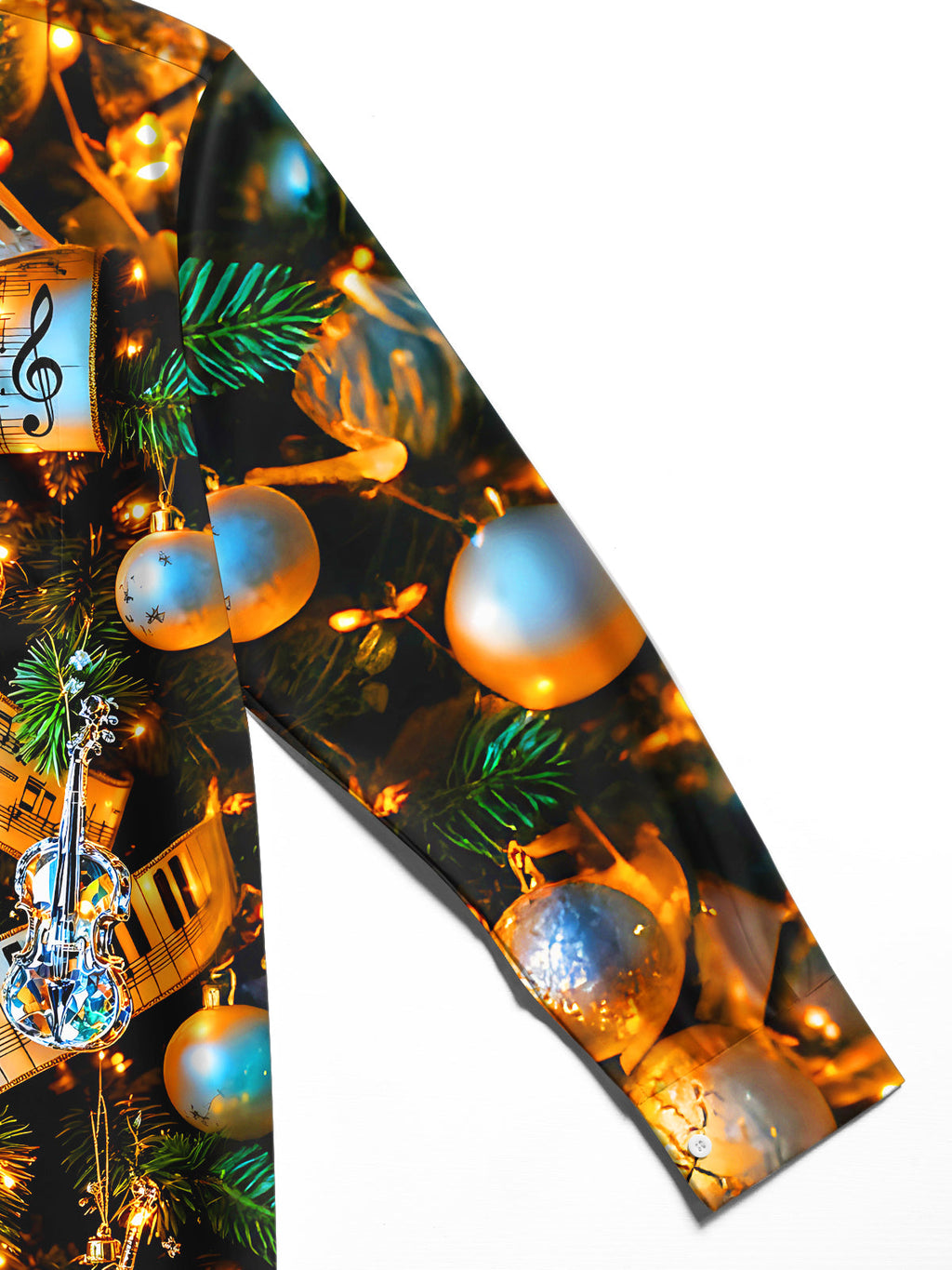 Oceanlyte Men's Graphic Christmas Tree Print Long Sleeve Shirt with Chest Pocket
