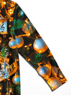 Oceanlyte Men's Graphic Christmas Tree Print Long Sleeve Shirt with Chest Pocket