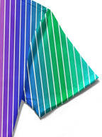 Oceanlyte Men's Striped Rainbow Gradient Stripes Print Short Sleeve Shirt with Chest Pocket