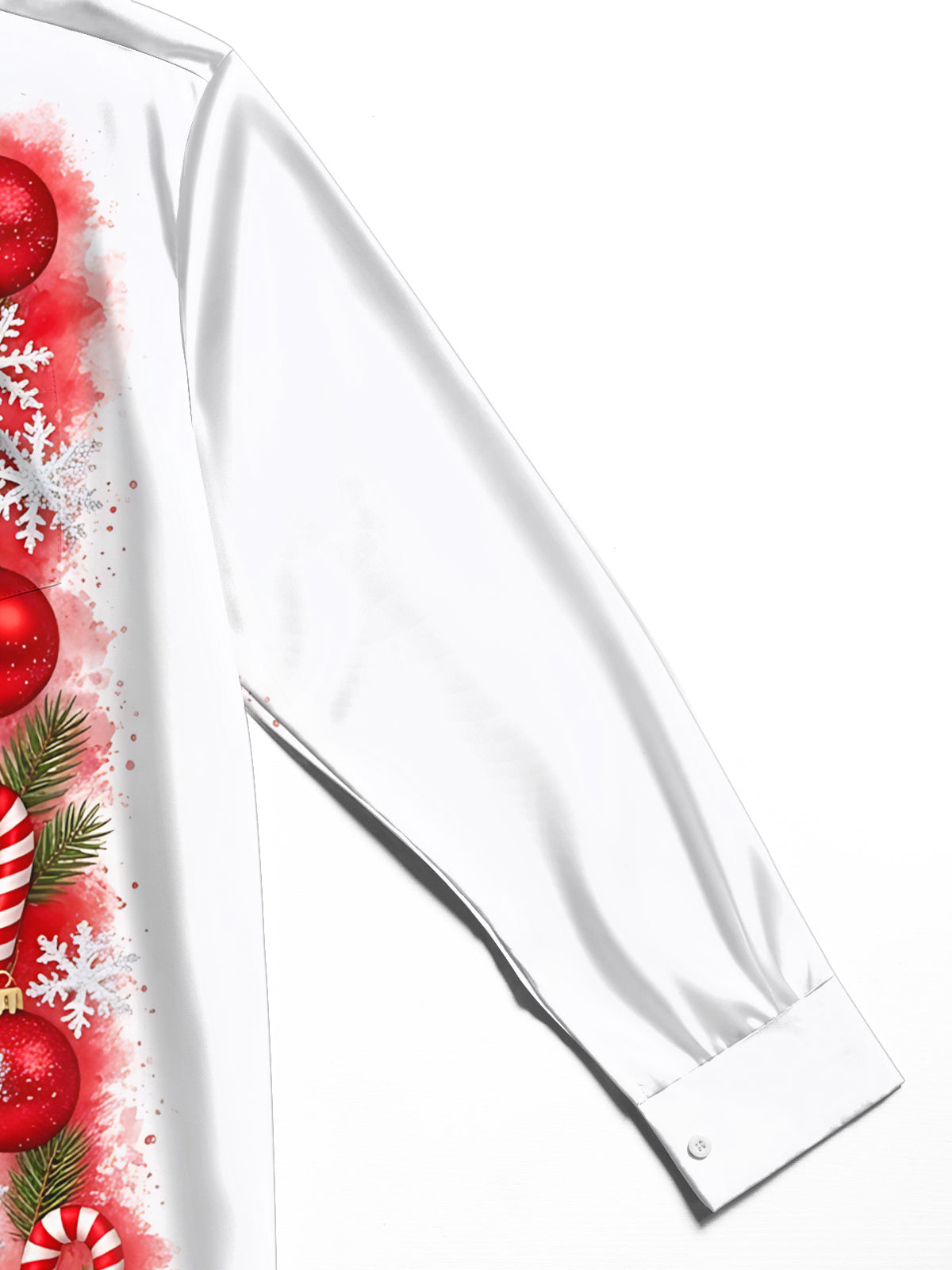 Oceanlyte Men's Christmas Ornaments And Candy Canes Print Long Sleeve Shirt with Chest Pocket