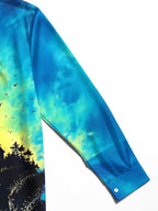 Oceanlyte Men's Hawaiian Lighthouse And Ocean Sunset Print Long Sleeve Shirt with Chest Pocket