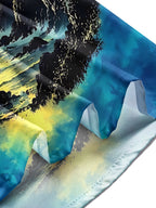Oceanlyte Men's Hawaiian Lighthouse And Ocean Sunset Print Long Sleeve Shirt with Chest Pocket