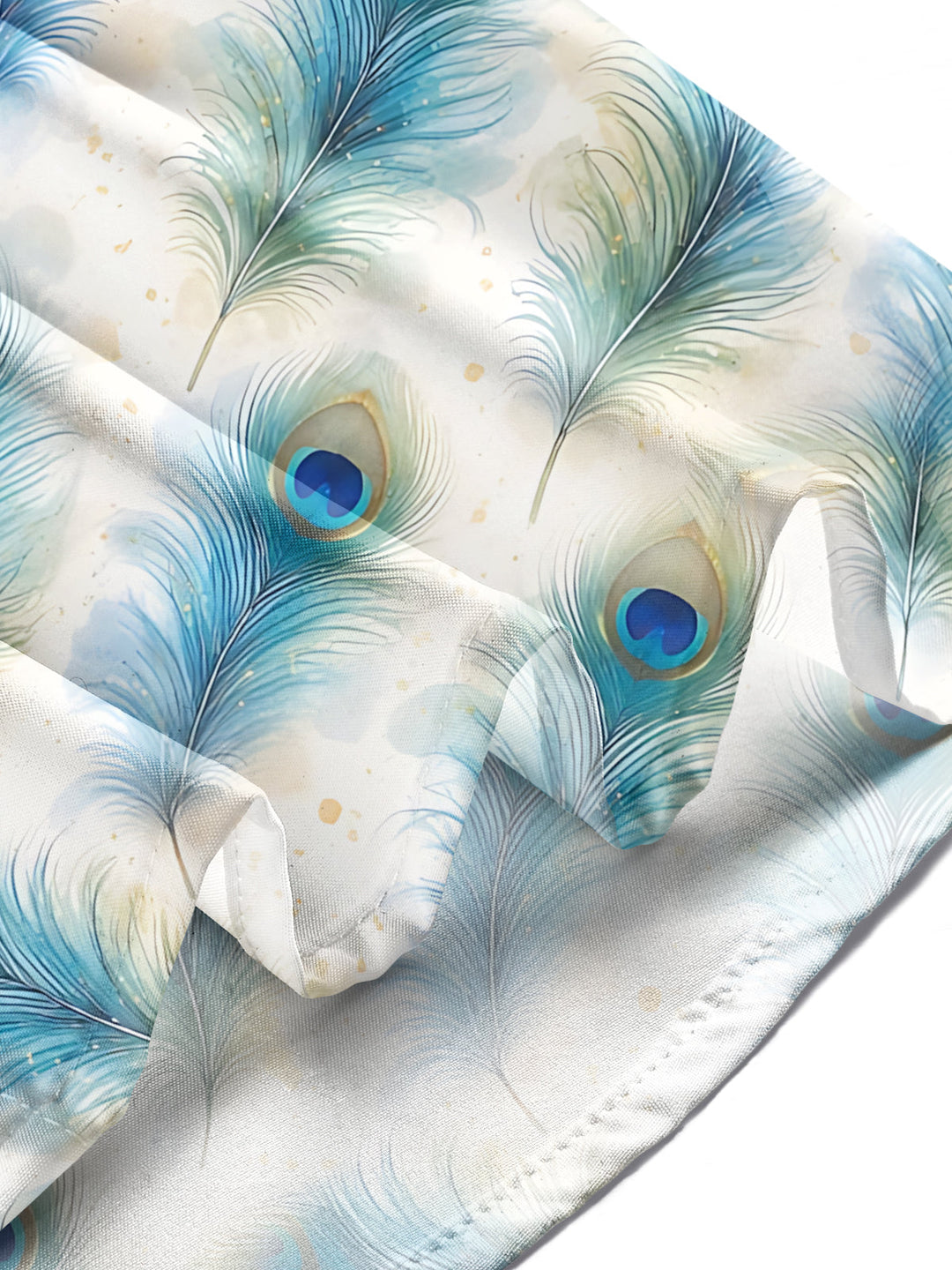 Oceanlyte Men's Hawaiian Peacock Feather Print Long Sleeve Shirt with Chest Pocket