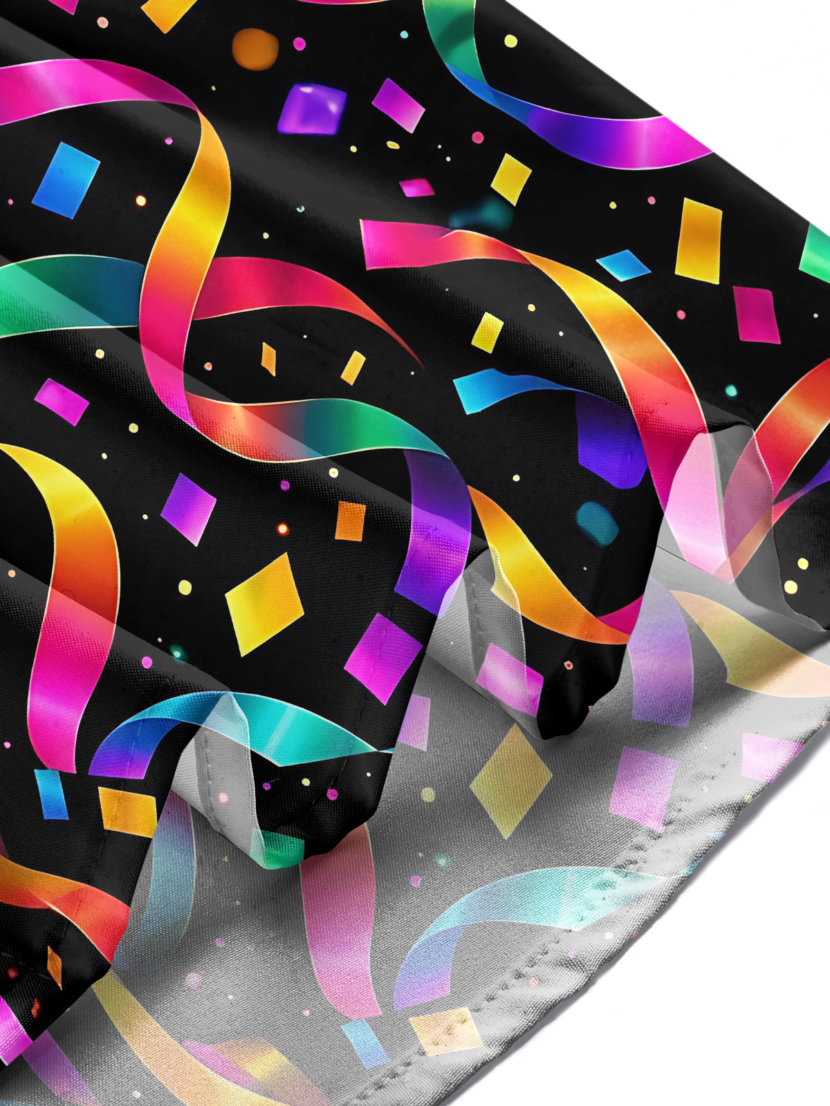 Oceanlyte Men's Patterned Colorful Ribbons And Confetti Print Long Sleeve Shirt with Chest Pocket