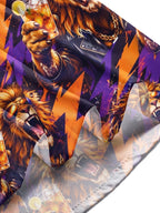 Oceanlyte Men's Hawaiian Lion With Sunglasses And Drink Print Long Sleeve Shirt with Chest Pocket
