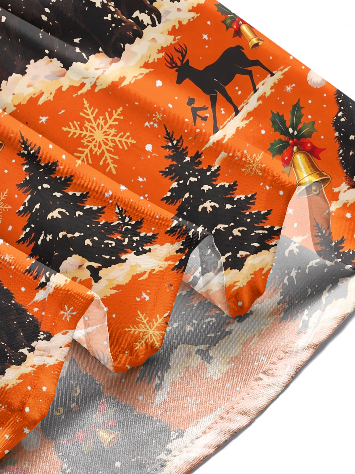 Oceanlyte Men's Long Sleeve Shirt - Black Cats With Santa Hats And Christmas Trees Print with Chest Pocket