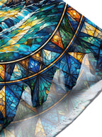 Oceanlyte Men's Long Sleeve Stand Collar Shirt - Stained Glass Mountain River Landscape Print