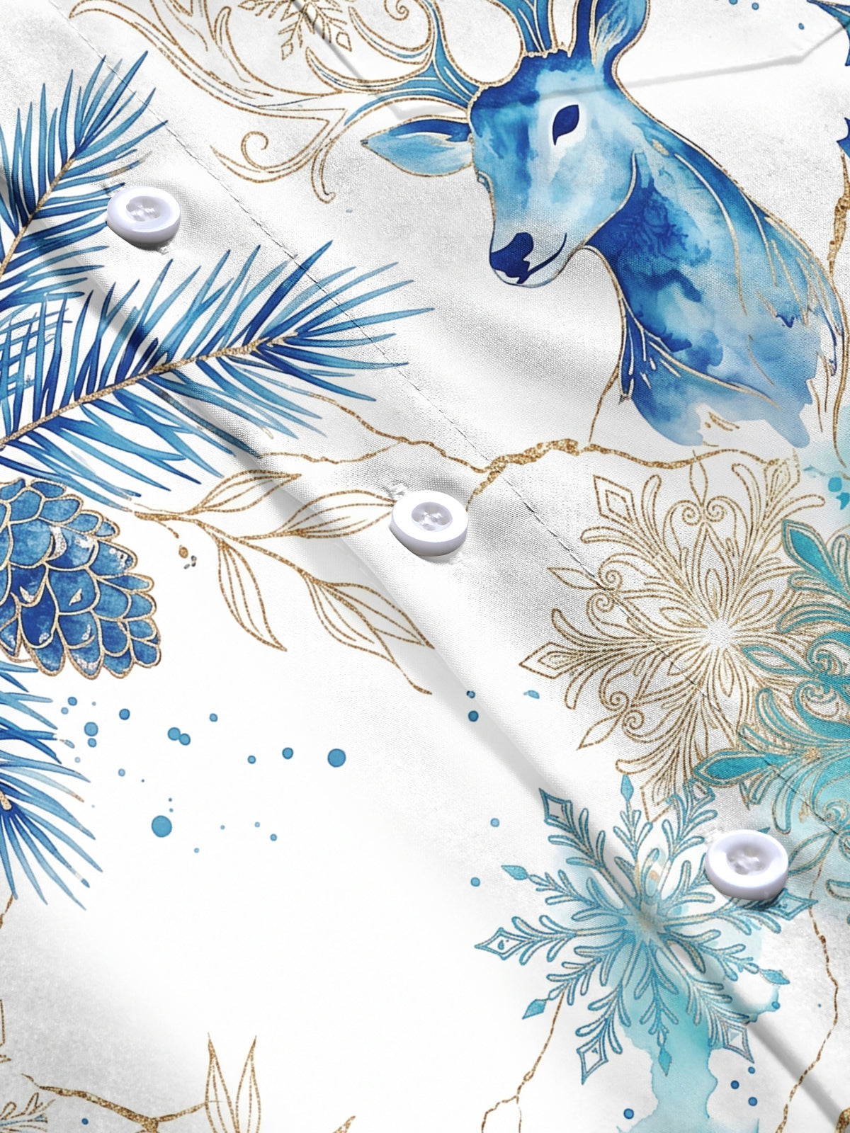 Oceanlyte Men's Graphic Watercolor Snowflake Print Long Sleeve Shirt with Chest Pocket