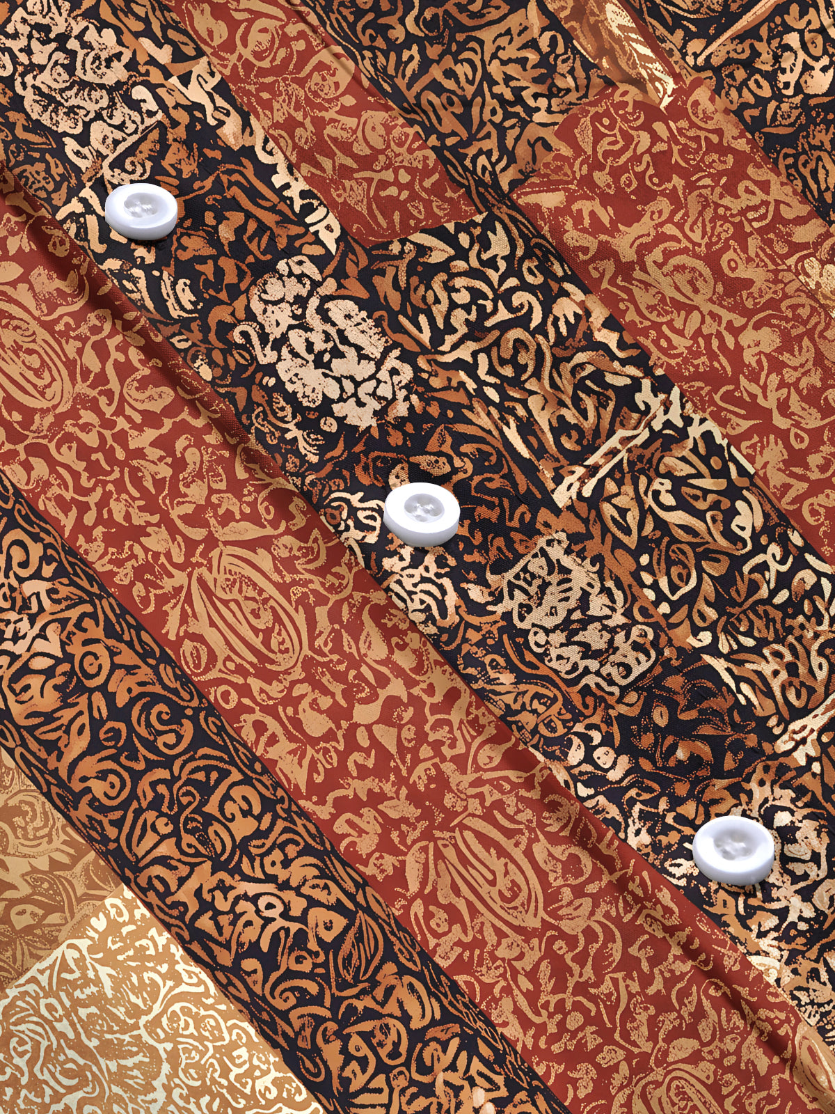 Oceanlyte Men's Vintage Style Paisley Patchwork Print Long Sleeve Shirt with Chest Pocket