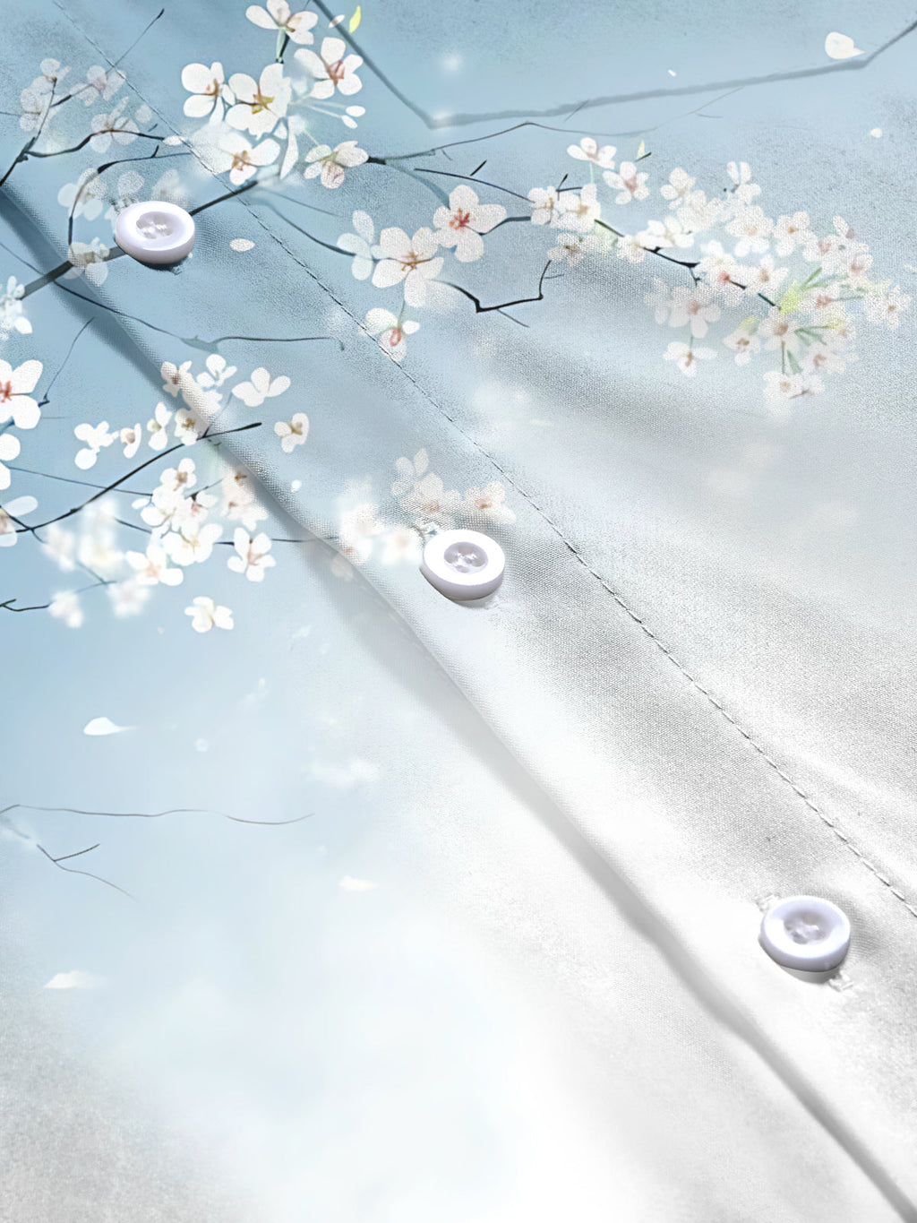 Oceanlyte Men's Floral Cherry Blossom Branches Print Long Sleeve Shirt with Chest Pocket