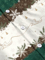 Oceanlyte Men's Christmas Snowflakes And Pine Branches Print Long Sleeve Shirt with Chest Pocket