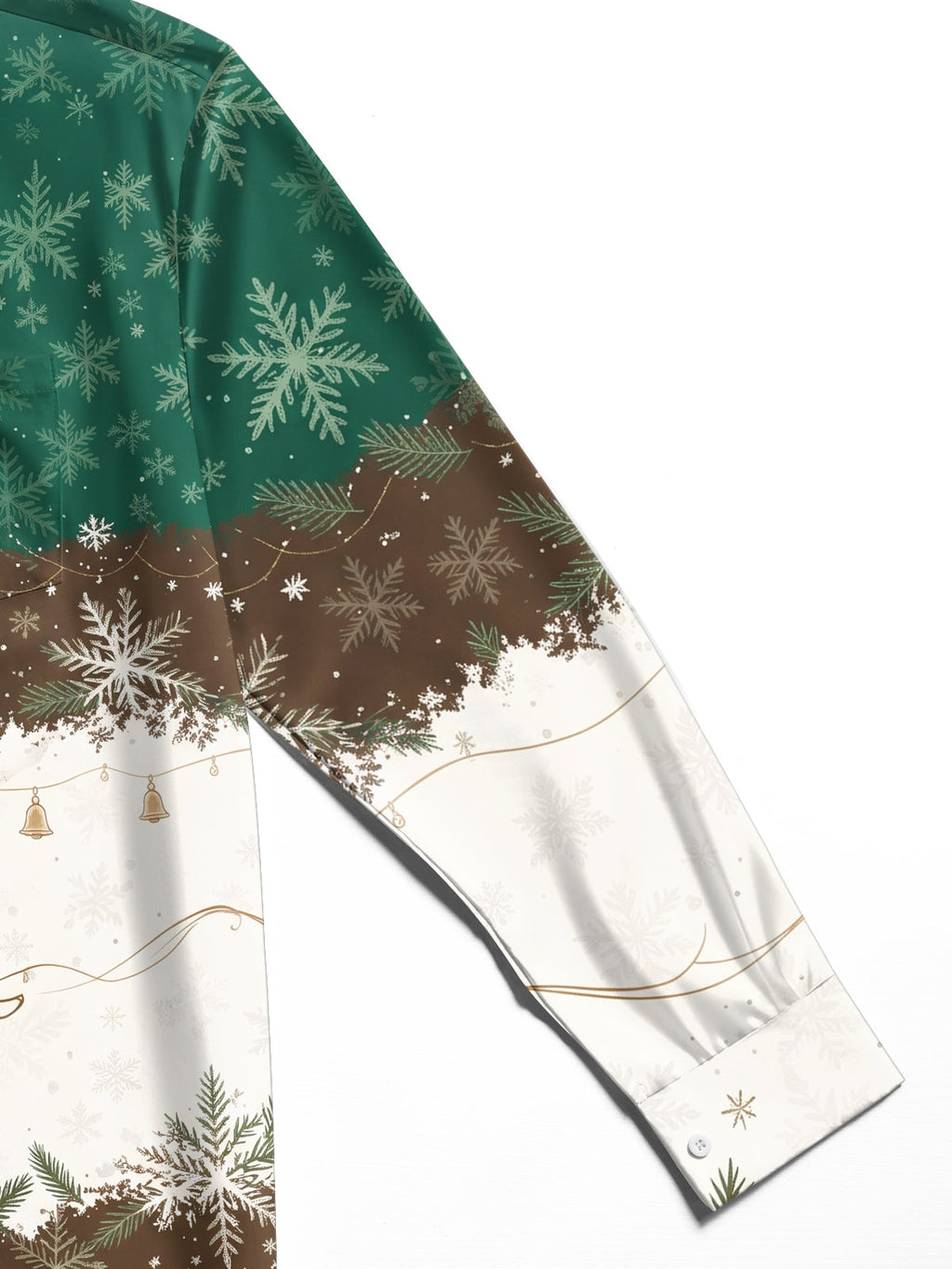 Oceanlyte Men's Christmas Snowflakes And Pine Branches Print Long Sleeve Shirt with Chest Pocket