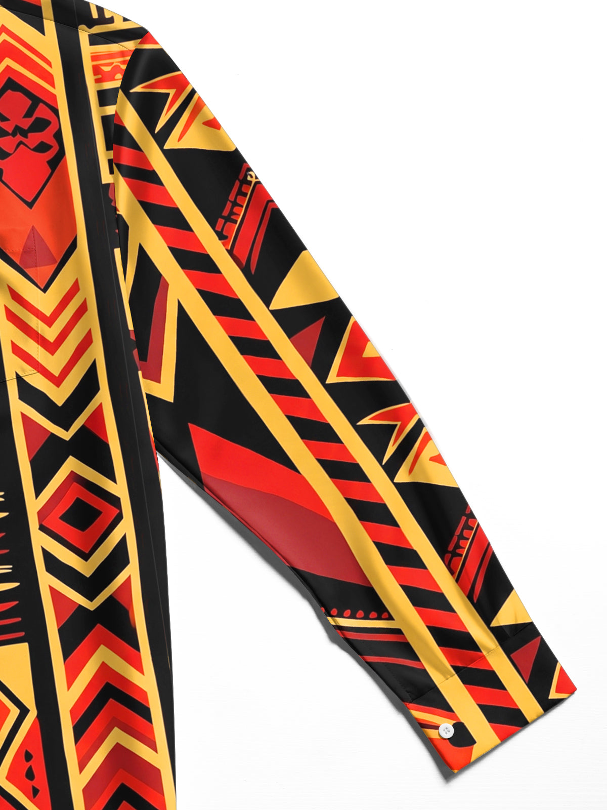 Oceanlyte Men's Vintage Style Geometric Tribal Pattern Long Sleeve Shirt with Chest Pocket