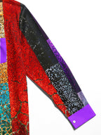 Oceanlyte Men's Printed Colorful Mosaic Crack Collage Print Long Sleeve Shirt with Chest Pocket